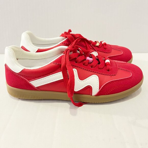 Red Madden Girl Sneakers with Shoelace Charms - Picture 2 of 9